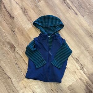 Boys 3T Navy Vest + Blue & Green Striped Long Sleeve Shirt Bundle